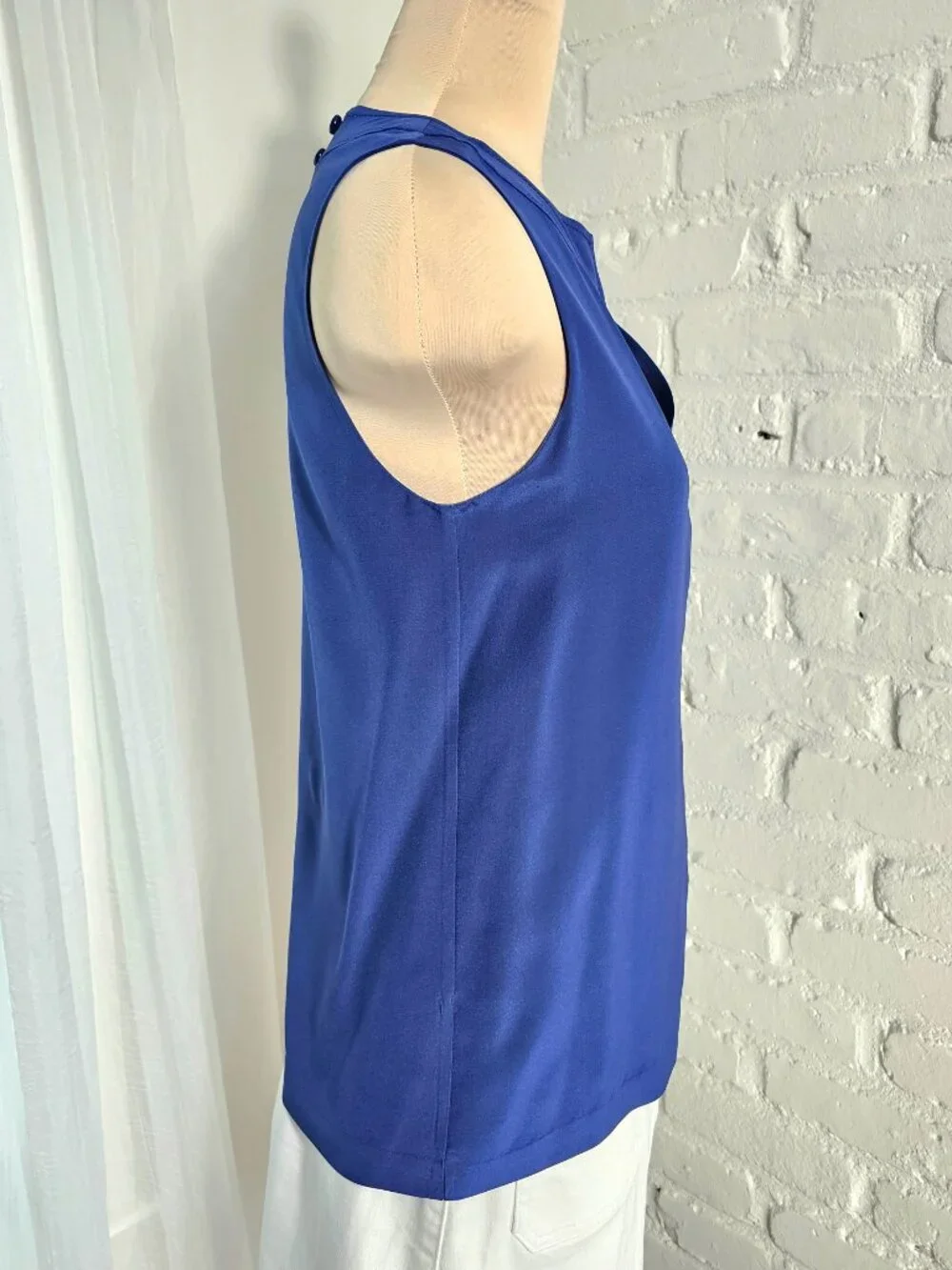 Kate Spade Gemma Tunic Top Size 4 Blue Sleeveless Keyhole Blouse Classic Chic